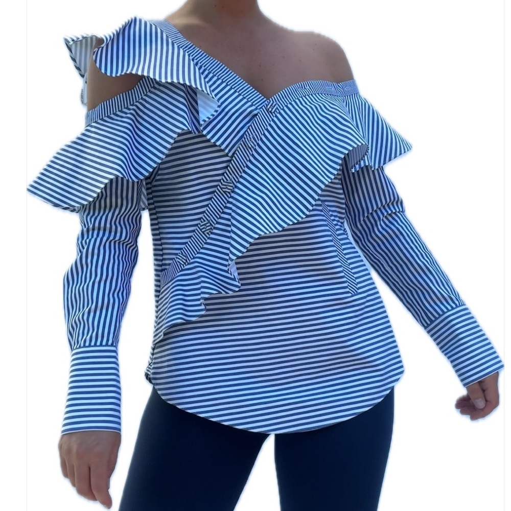 NWT Self Portrait Ruffled Button Down 2 - Picture 11 of 13